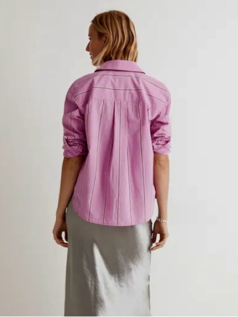 Madewell Pink Striped Boxy Poplin Button Up Shirt - Picture 6 of 6